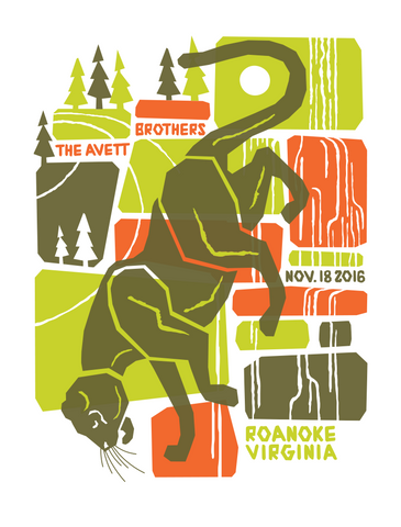 AVETT BROTHERS 2016 Roanoke Virgina Poster