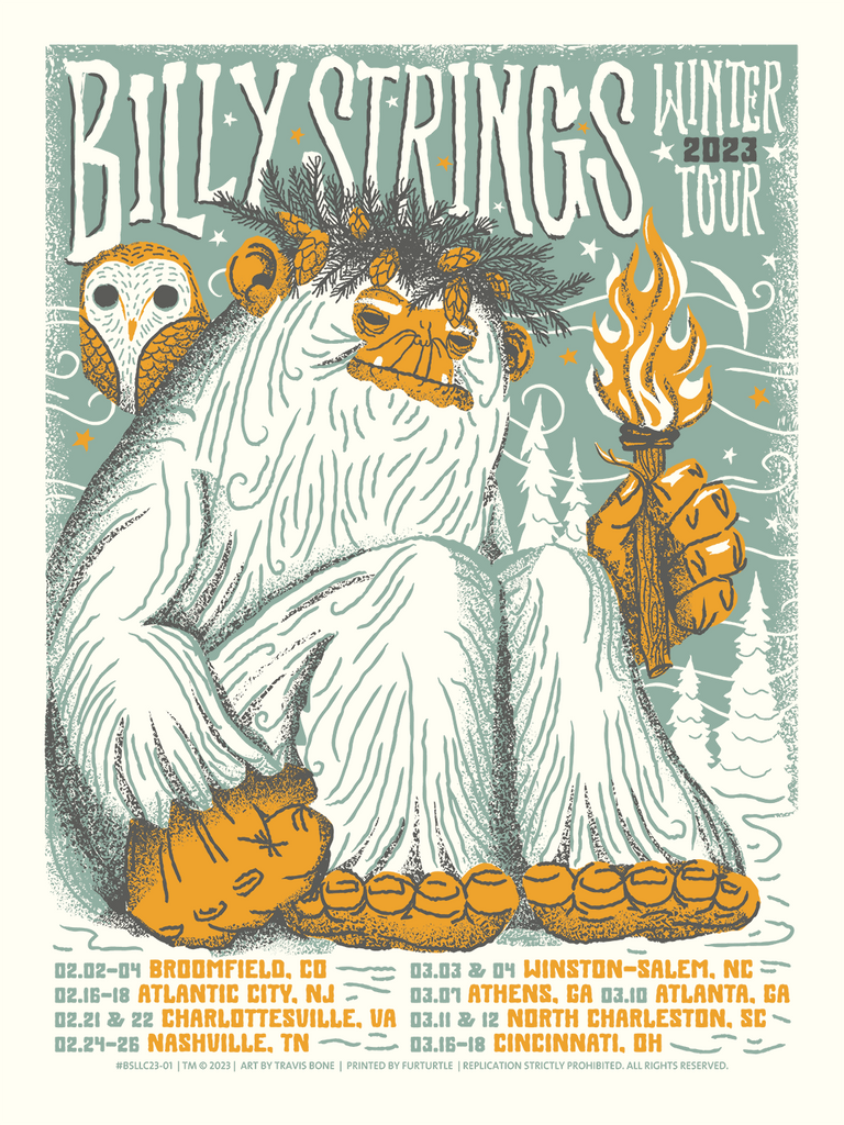BILLY STRINGS - 2023 Winter Tour Poster | Furturtle Show Prints