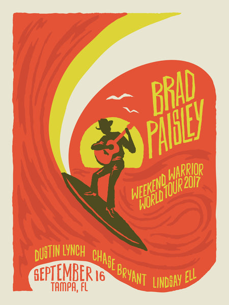 BRAD PAISLEY - WEEKEND WARRIOR Summer Surf Poster