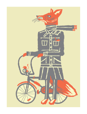 FOX & BIKE Giclee Art Print