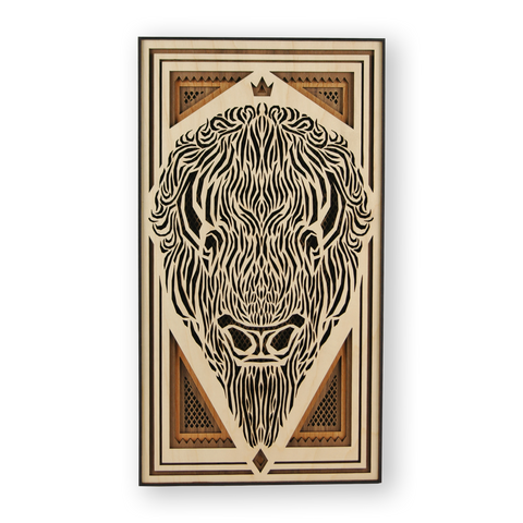 KING BISON Wood Cut Panel