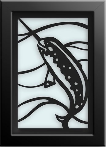 NARWHAL Cut Paper Art - Framed