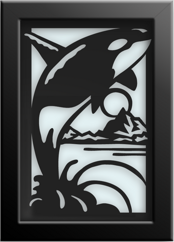 ORCA Cut Paper Art - Framed