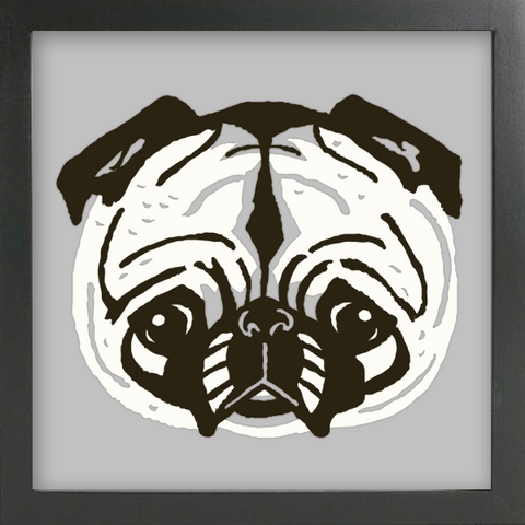 PET PORTRAITS Pug Cut Paper Art - Shadowbox Frame